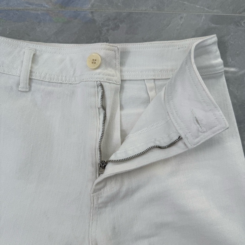 Women’s Miou Muse Straight Wide Leg Denim Pants Raw Hem Size Medium - Picture 5 of 16